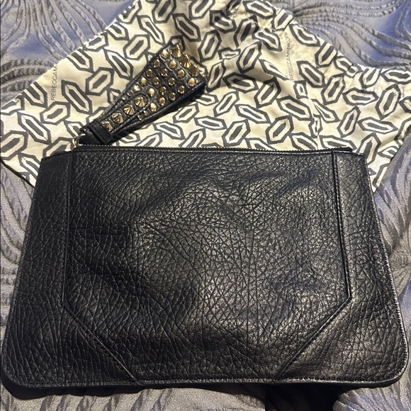 Rebecca Minkoff Black and Gold Studded Clutch box 4 - Picture 11 of 16